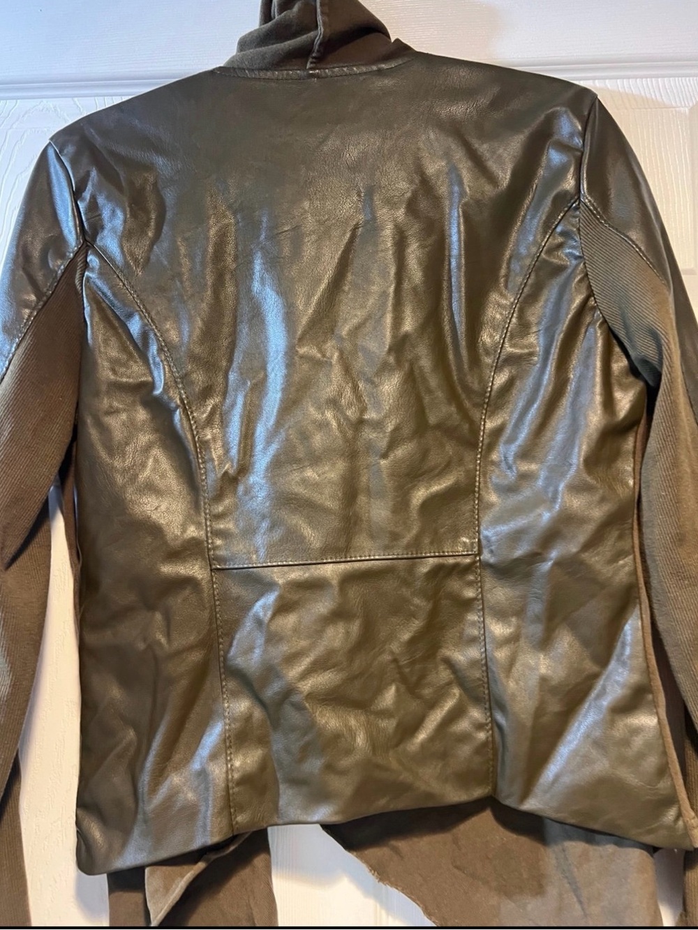 Blank NYC Olive Green Mixed-Media Faux Leather Jacket